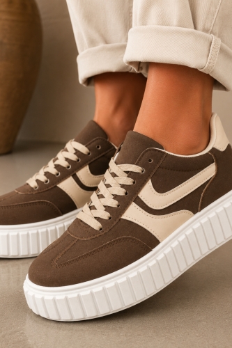 Sportowe sneakersy zamszowe brązowe sznurowane Aranci