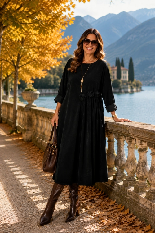 Sukienka midi czarna oversize elegancka Navacerrada