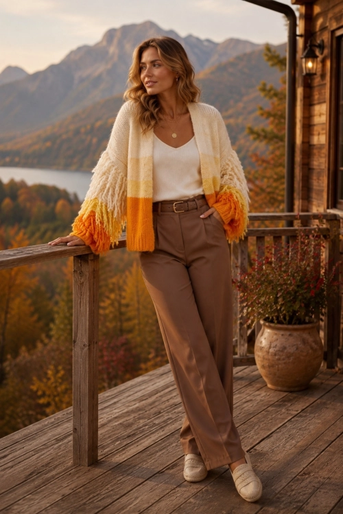 Sweter w paski pomarańczowy oversize Salamanka