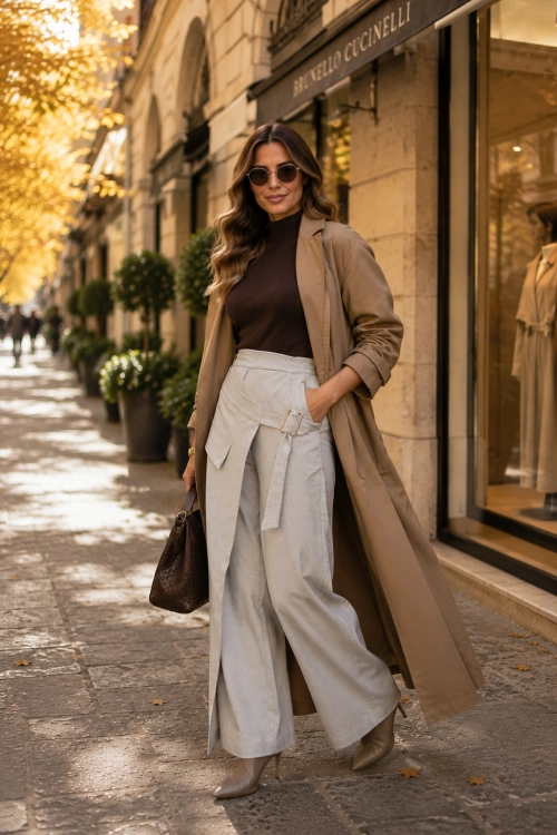 Spodnie wide leg gołębie eleganckie Bataragua