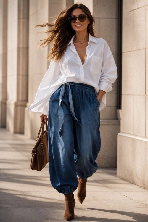 Spodnie alladynki jeansowe dark denim Saltrio