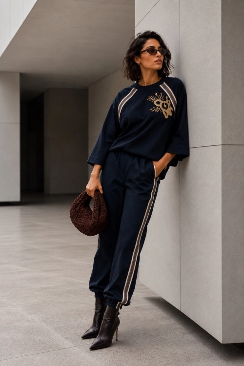 Bluza granatowa oversize casual Fanlillo