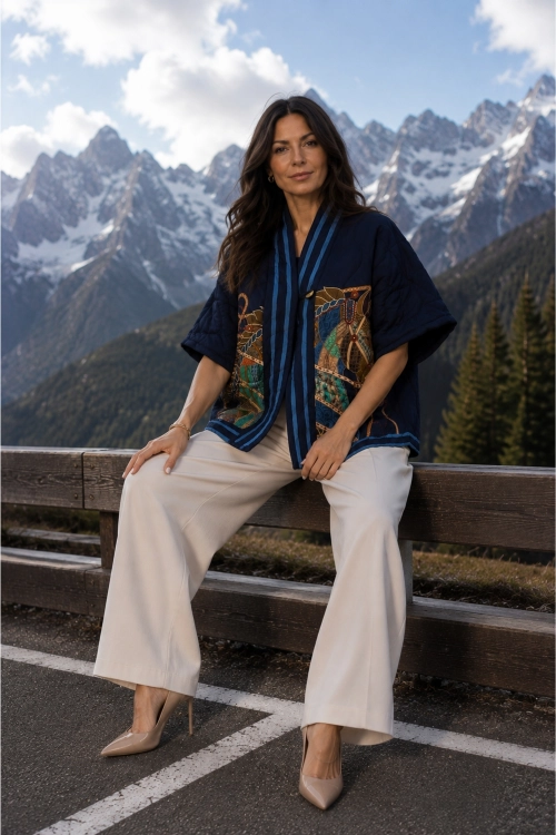 Kurtka granatowa kimono casual Saques