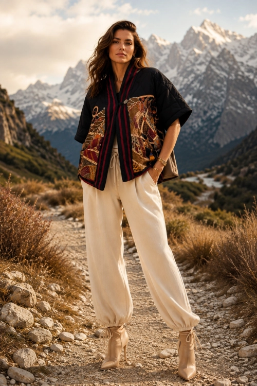 Kurtka czarna kimono casual Saques