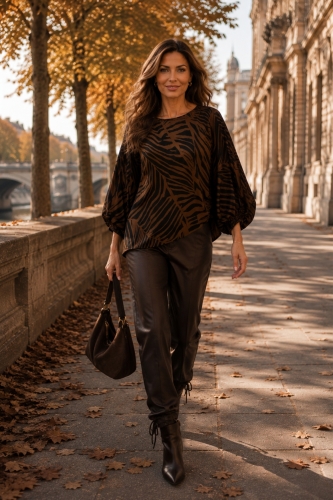 bluzka brązowa ze wzorem zebra i rękawem kimono Baltarga