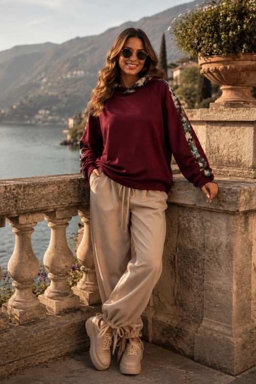 Bluza burgundowa oversize casual Alella