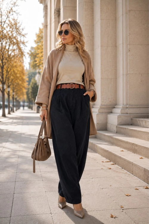 Dark denim spodnie balloon wysokim stanem Merenvoria