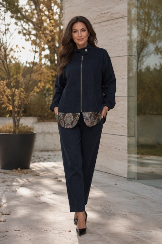 Spodnie balloon dark denim blue z wysokim stanem i kieszeniami Merenvoria