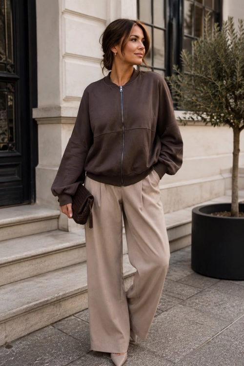 Bluza brązowa casual oversize Argestues