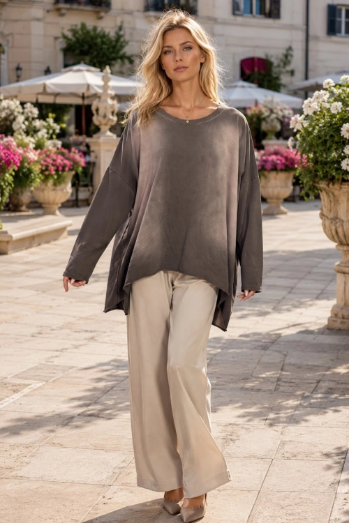 Czekoladowa bluza asymetryczna oversize Andreis