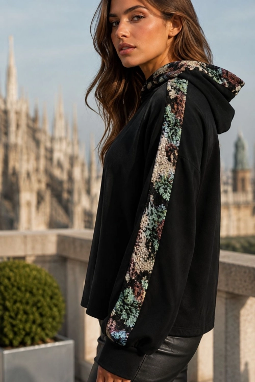 Czarna bluza dresowa oversize z kapturem Alella