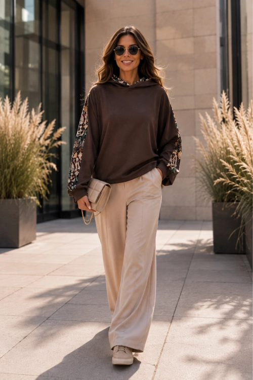 Bluza brązowa oversize casual Alella