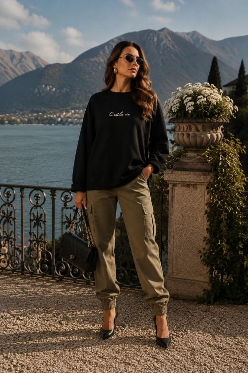 Bluza oversize czarna casual Casafort