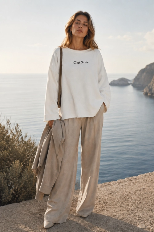 Bluza oversize biała casual Casafort