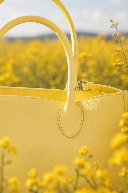 Elegancka żółta torebka shopper skórzana Escusaguat