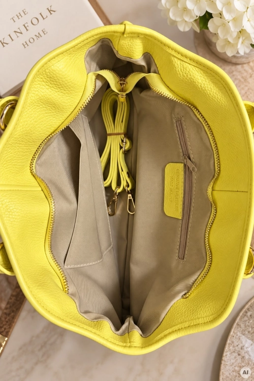 Duża żółta torba shopper ze skóry naturalnej Katalonia