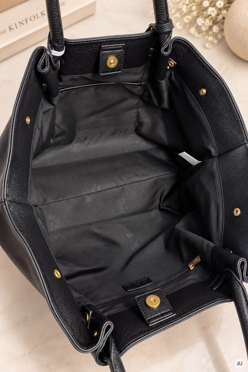 Czarna torebka damska shopper z praktyczną saszetką Forcall