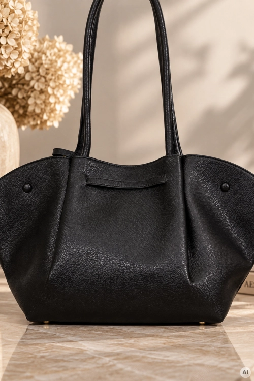 Elegancka torebka shopper czarna z wyjmowaną saszetką Forcall
