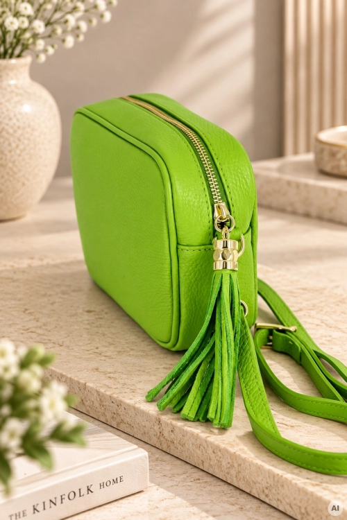 Zielona torebka crossbody ze złotymi okuciami Terrassa.