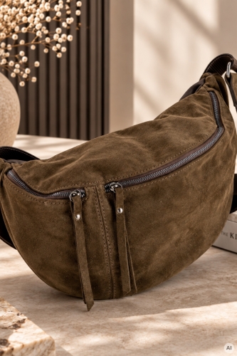 Brązowa nerka crossbody damska do noszenia na skos Cornella.