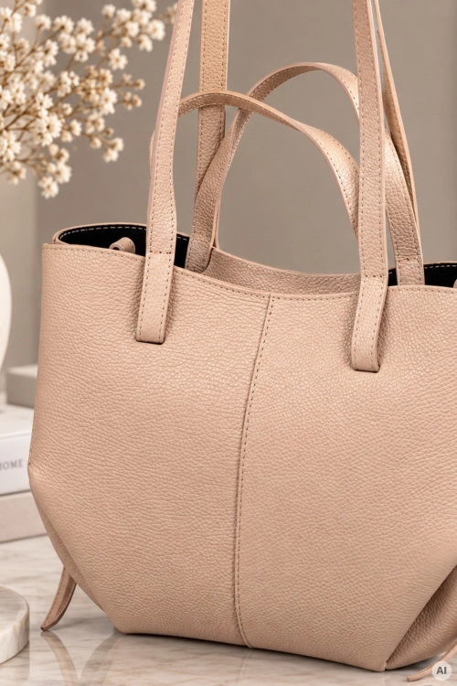Różowa skórzana torebka shopper na ramię Matozina.