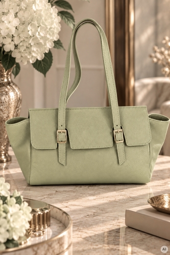 Zielona torebka damska ze skóry naturalnej typu tote bag z paskiem na ramię Yespola