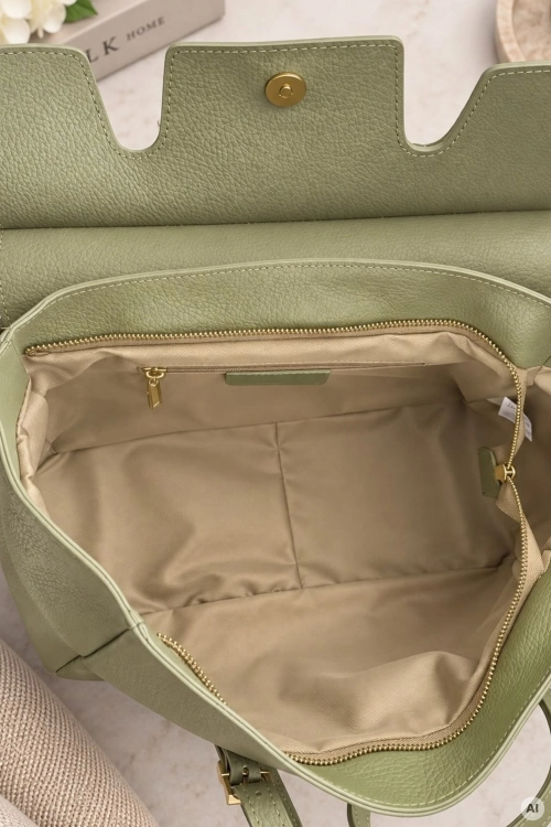 Elegancka torebka tote bag zielona skórzana z dopinanym paskiem Yespola