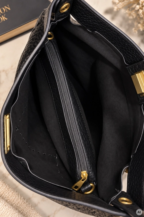 Elegancka torebka czarna damska z kosmetyczką i dopinanym paskiem Benaudalla