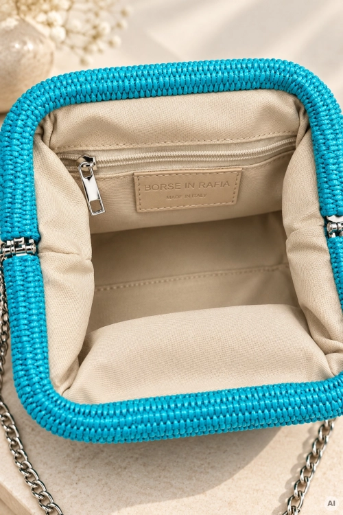 Lazurowa torebka crossbody z odpinanym paskiem Torcolla