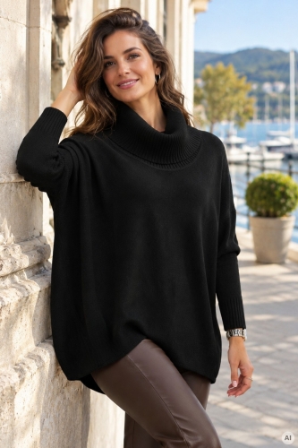 Czarny golf Bollatea mega oversize z rękawami kimono
