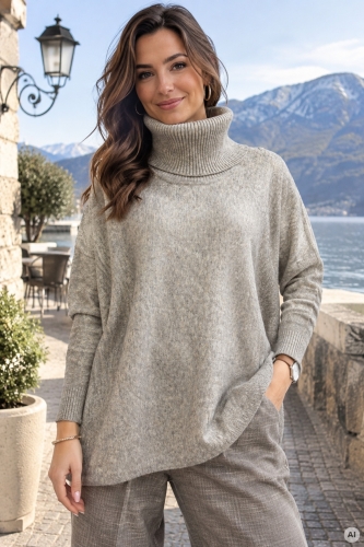 Golf cappuccino Bollatea mega oversize z rękawami kimono