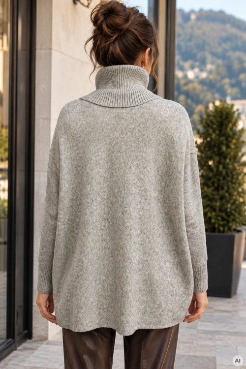 Dzianinowy golf damski Bollatea mega oversize