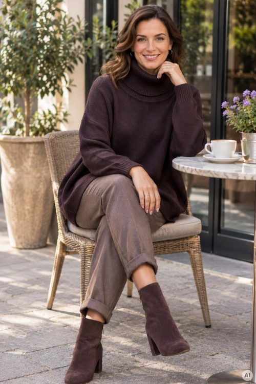 Jagodowy golf Bollatea mega oversize z rękawami kimono