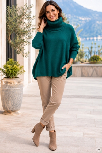 Dzianinowy golf damski Bollatea mega oversize