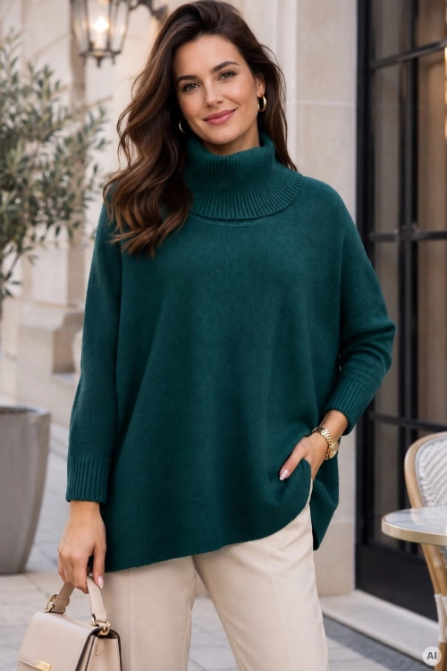 Dzianinowy golf damski Bollatea mega oversize